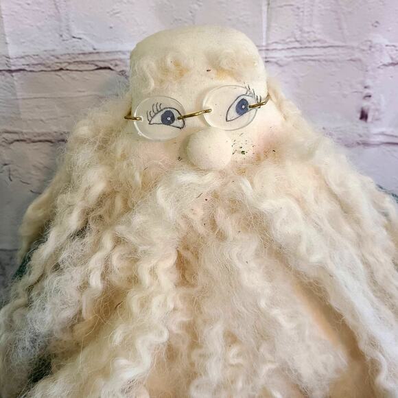 Vintage Handmade Old World Santa Shelf Sitter Carpenter Christmas Plush Decor - Picture 3 of 10